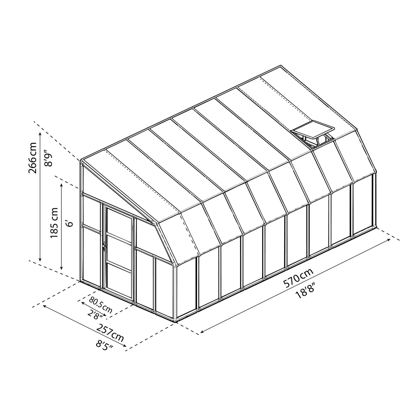Pérgola adosada cerrada Sunrrom 570x257 cm