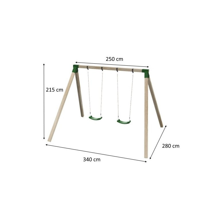 Columpio Doble De Madera Cuadrada Masgames Karai Deluxe Adultos (caucho Y Cadenas).