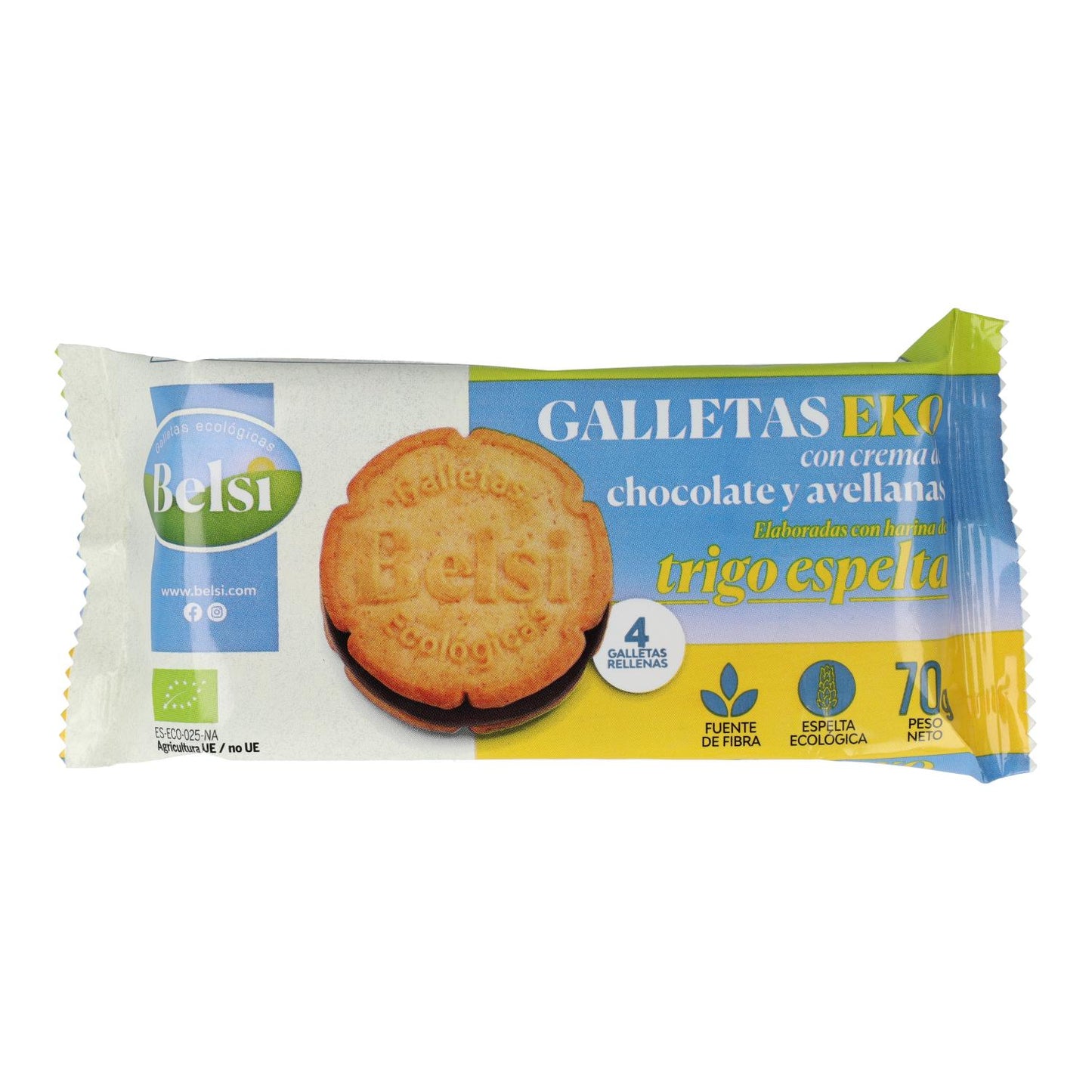 Galletas de Espelta rellenas de Choco y Avellanas Bio Belsi 70 g