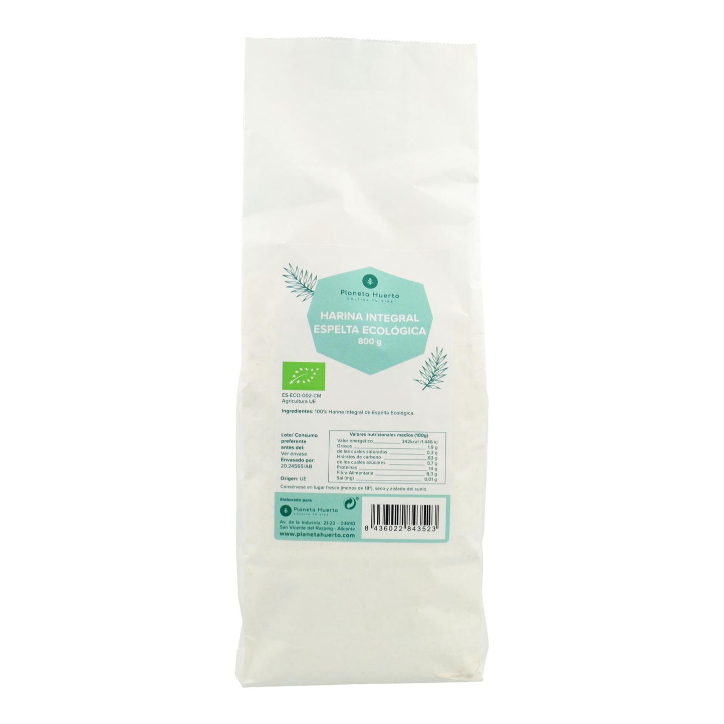 Harina Integral de Espelta Eco Planeta Huerto 800 g