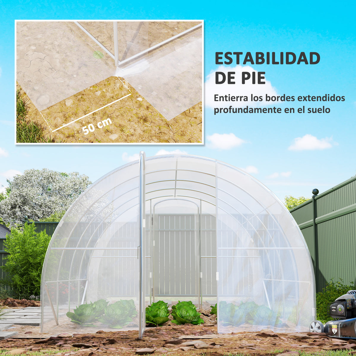 Invernadero De Túnel Outsunny Pe, Acero Galvanizado Transparente 395x295x195 Cm_5