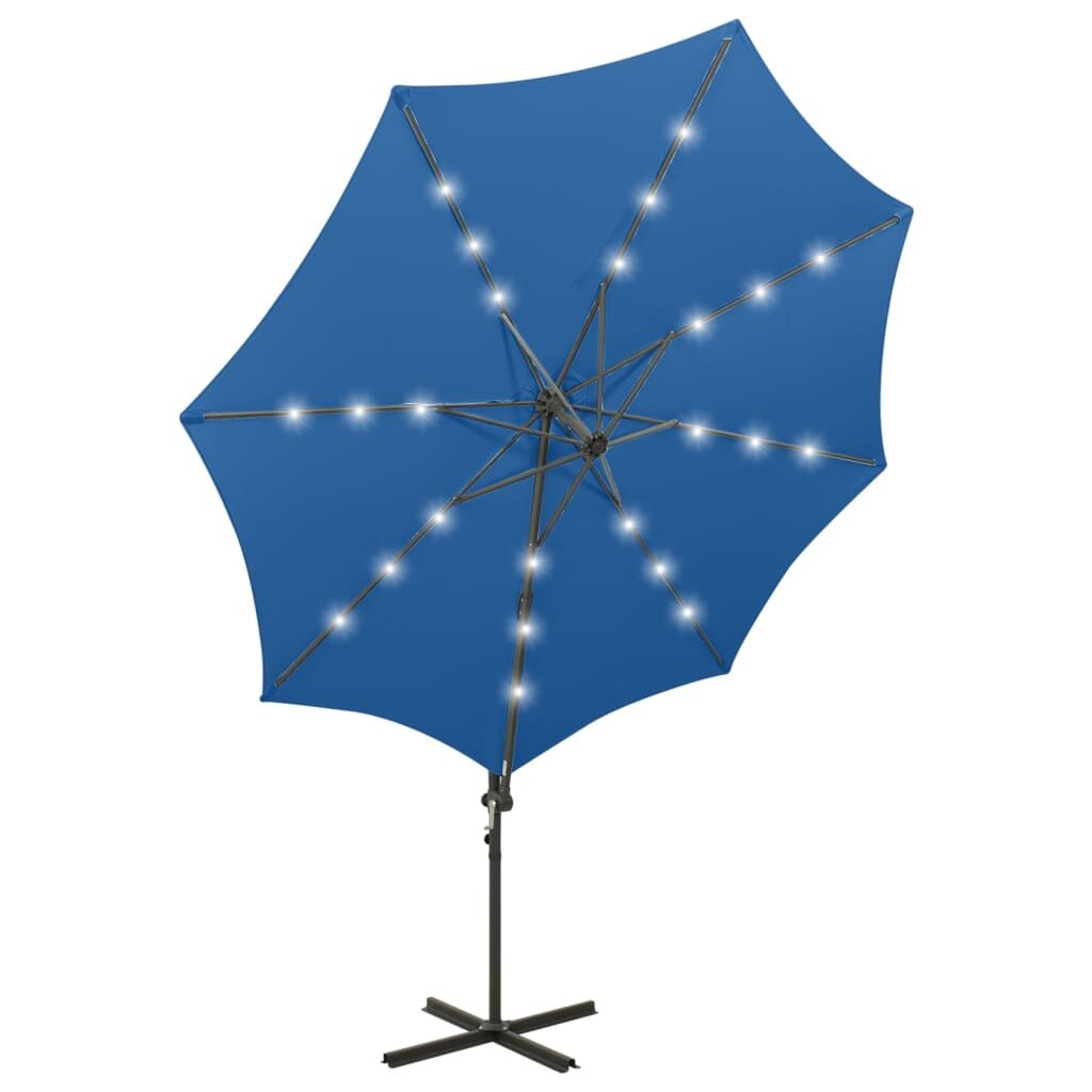 Vidaxl Sombrilla Jardín Voladiza Palo Y Luces Led Azul Celeste 300 Cm_4