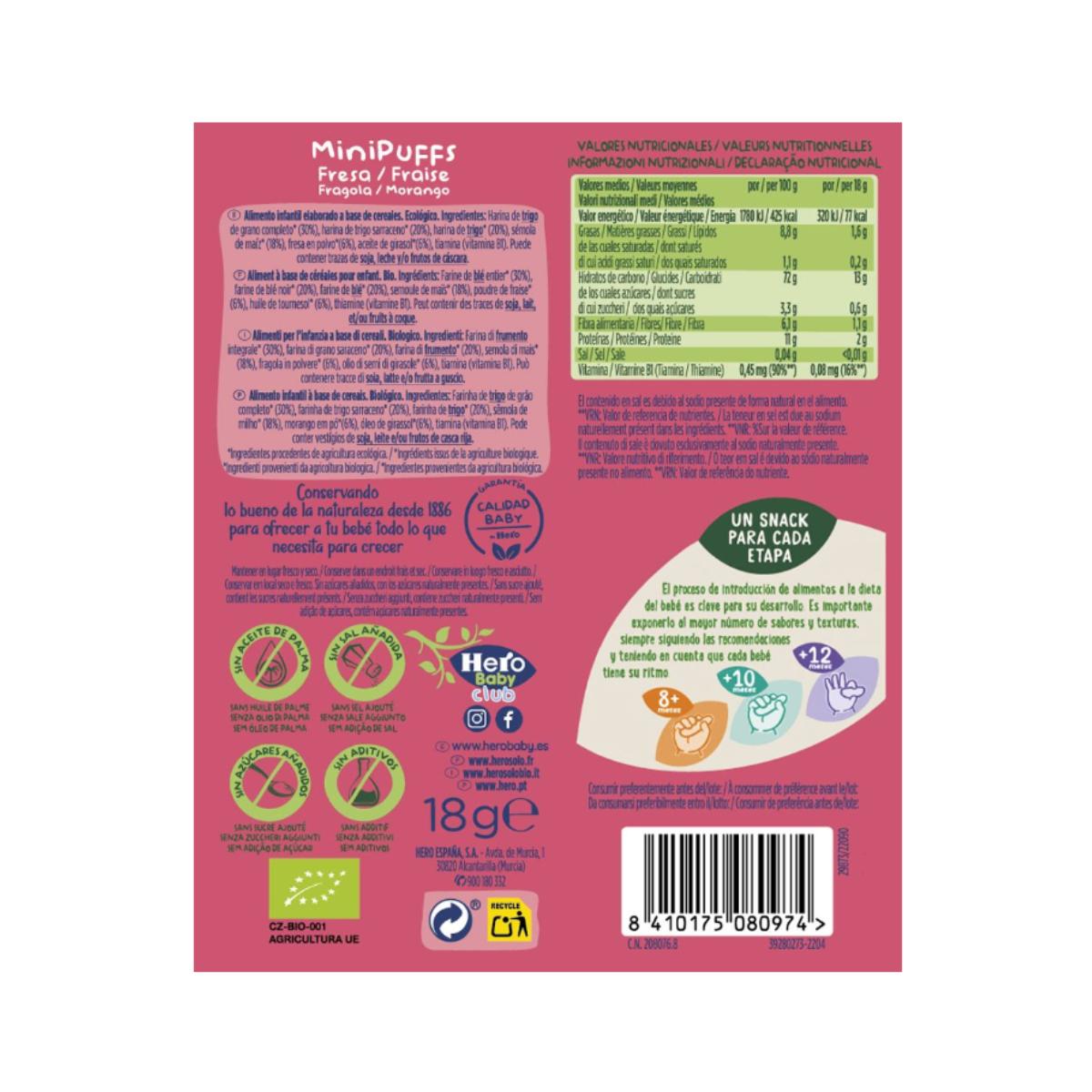 Pack 7x Snacks de Fresa Eco 18 g- Hero Solo