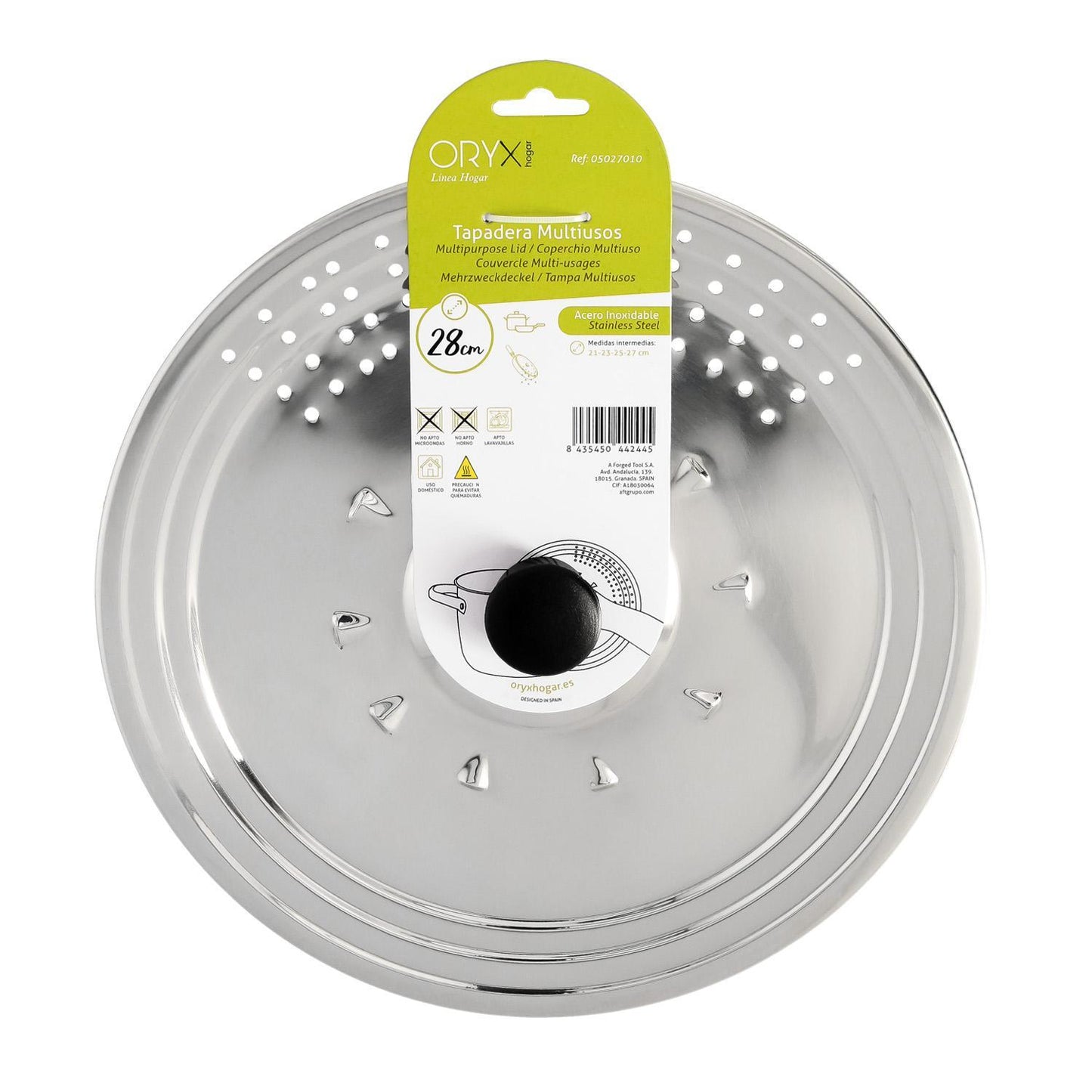 Tapadera Multiusos Acero Inoxidable Ø 28 Cm. Uso Tapa Anti Salpicaduras Y Escurridor. Tapadera Adpatable Diferentes Medidas_3