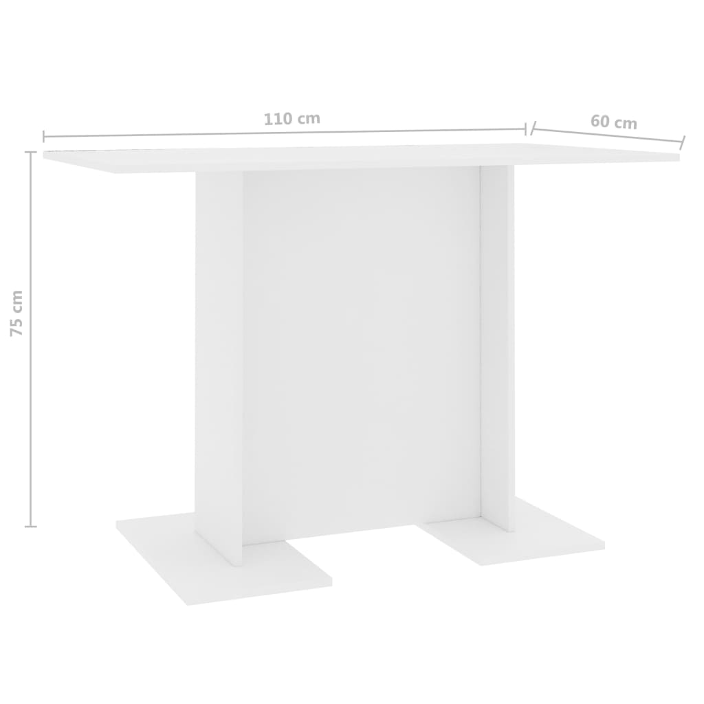 Mesa De Comedor De Madera Contrachapada Blanco 110x60x75 Cm_4