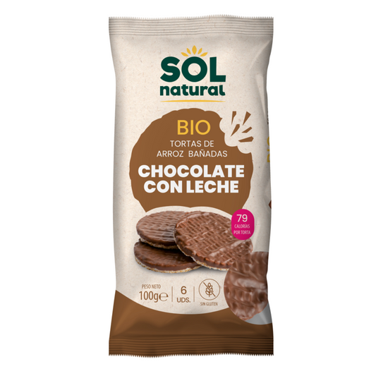 Tortitas de Arroz bañadas con Chocolate con Leche Bio Sol Natural 100 g