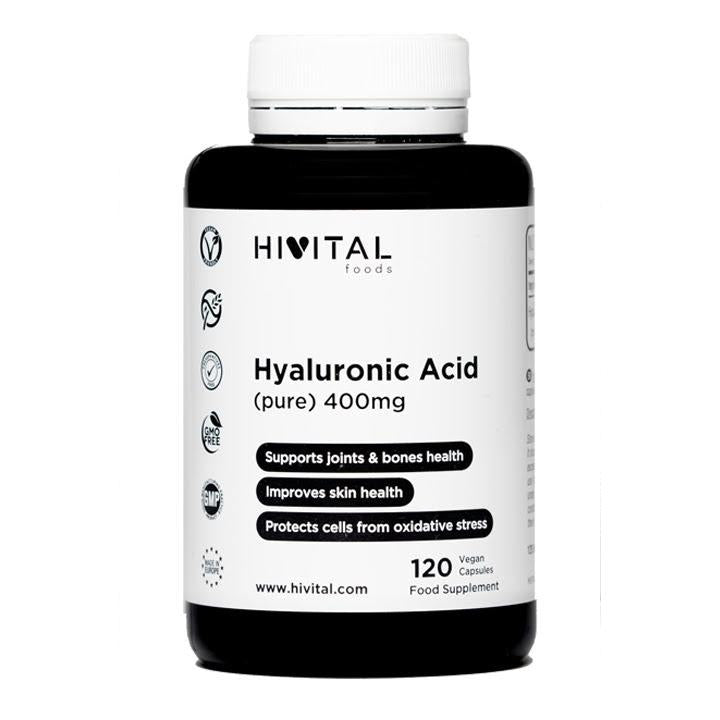 Ácido Hialurónico puro 400 mg Hivital 120 cápsulas veganas  - antiarrugas                               Antiarrugas