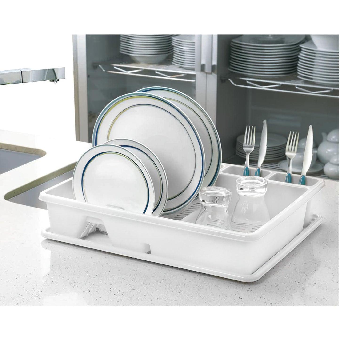 Escurre Platos Rectangular Con Bandeja Anti Goteo Plástico 49x39x10 (alt.) Cm._2