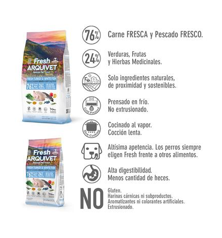 Fresh Senior Light Turkey & White Fish Arquivet 10 Kg Alimento semihúmedo para perros