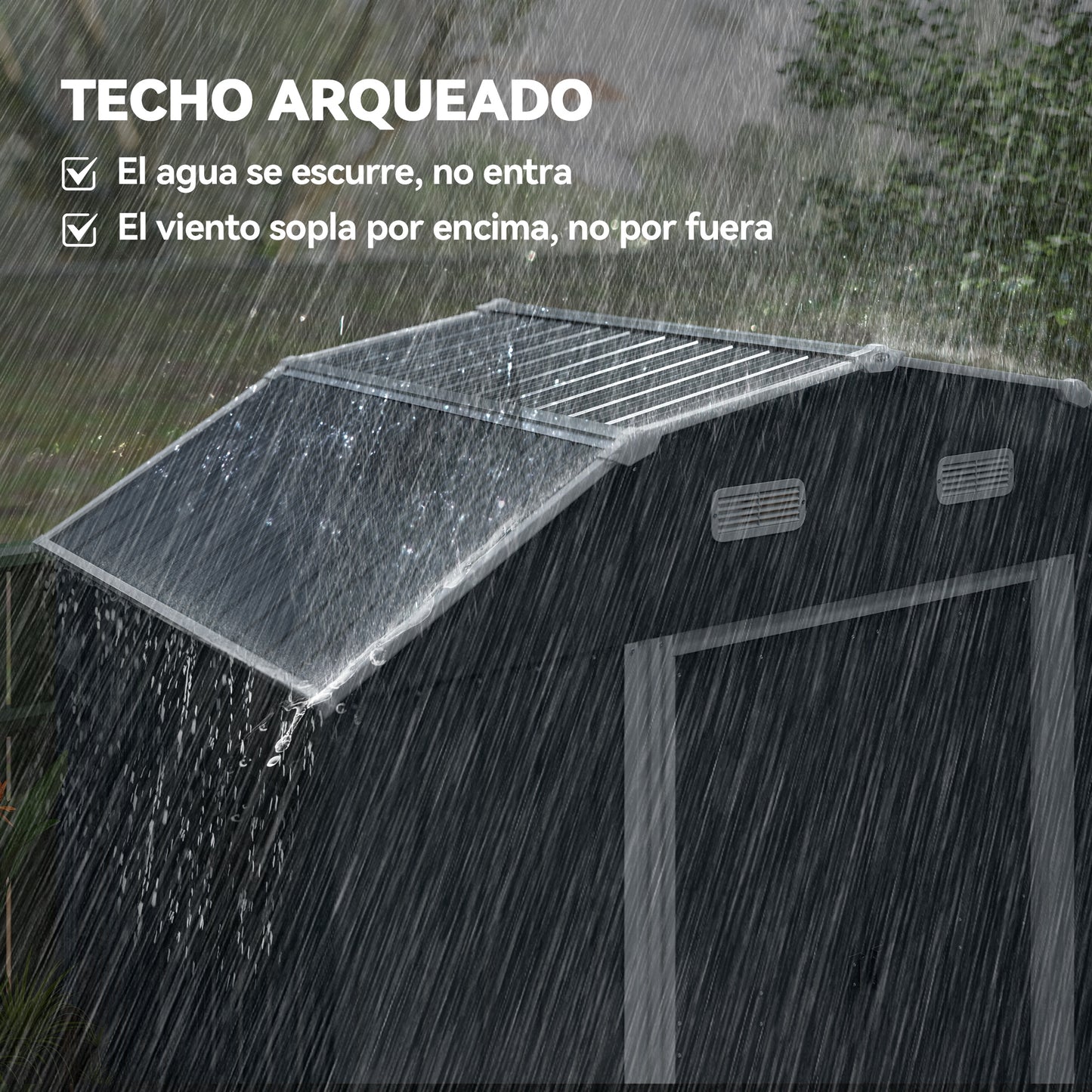 Outsunny Cobertizo De Jardín Exterior 2,7 M² 238x132x198,5 Cm Con Base Gris_5