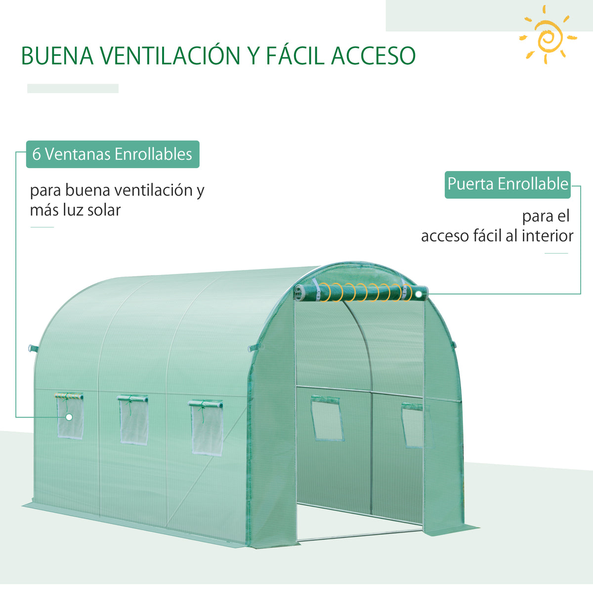 Outsunny Cubierta De Invernadero Casero Tipo Túnel 300x200x200cm Con 6 Ventanas_5
