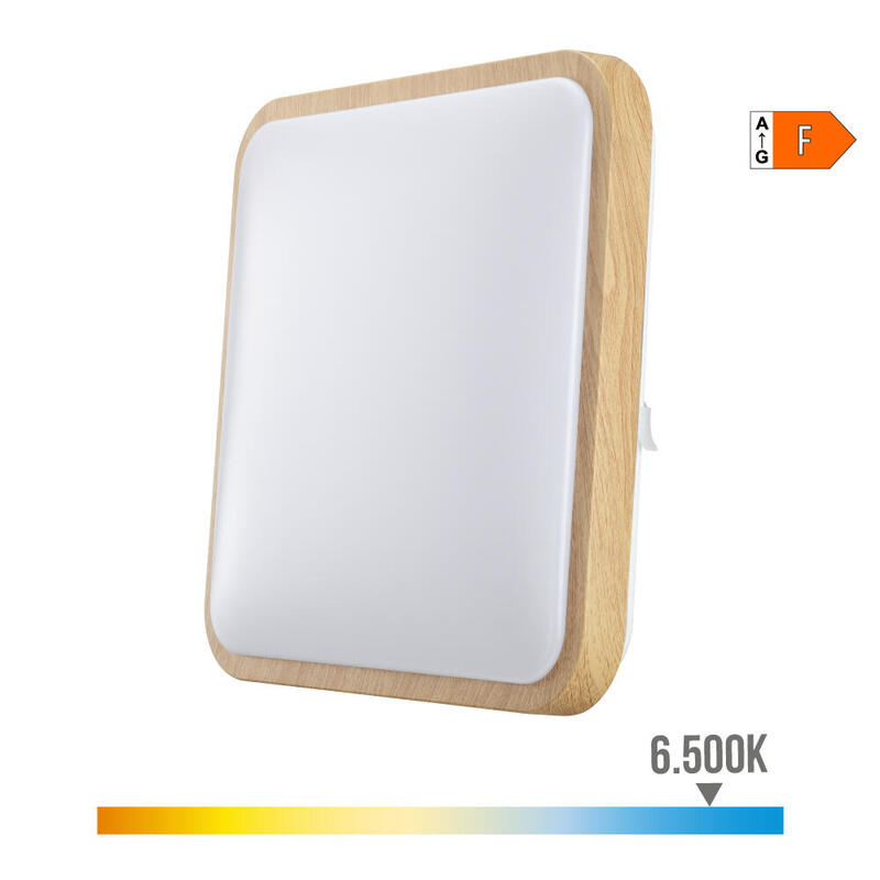 Aplique Superficie Cuadrado Led 18w 1820lm 6400k 33x33x7cm Efecto Madera Edm_0