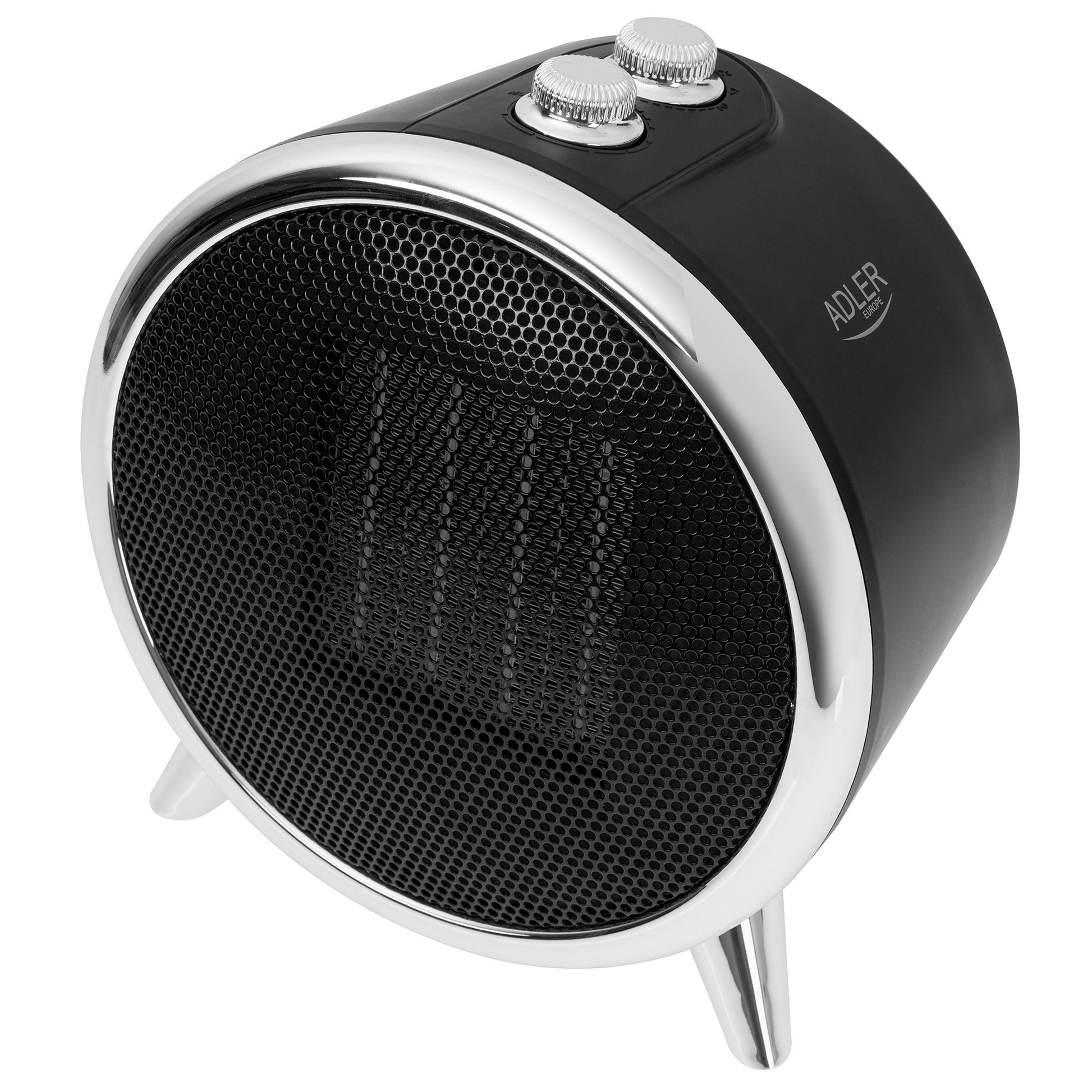 Calefactor Cerámico Led, Portátil, 2 Niveles Potencia, Termostato Automático, Diseño Moderno Adler Ad7742, Negro/plata