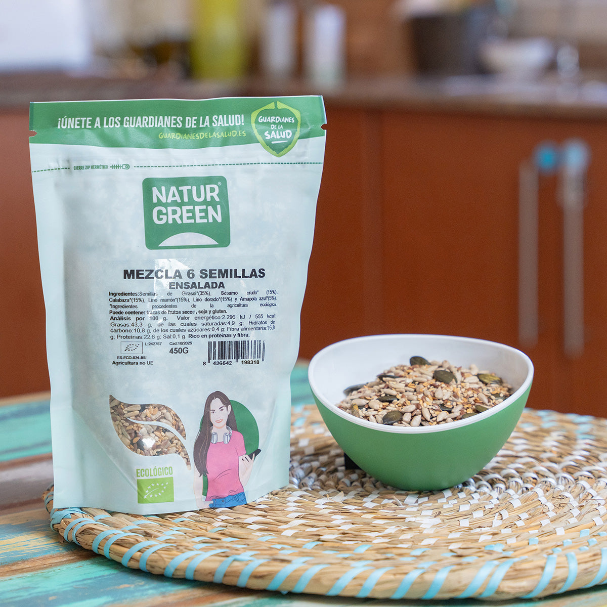 Mezcla 6 Semillas Ensalada, NaturGreen, 450g