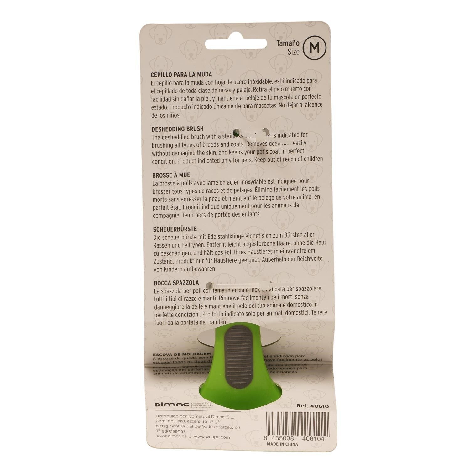 Cepillo Metálico Para Muda De Perro Wuapu Talla M, Para Eliminar La Capa Inferior Y Pelos Muertos