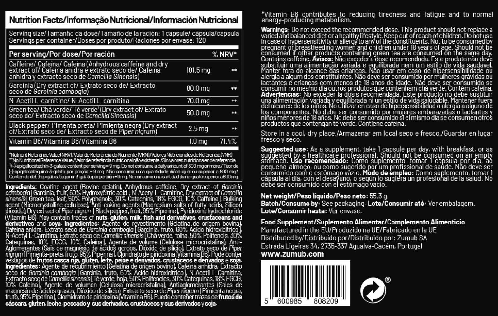 Zumub Fat Burner 120 Capsules