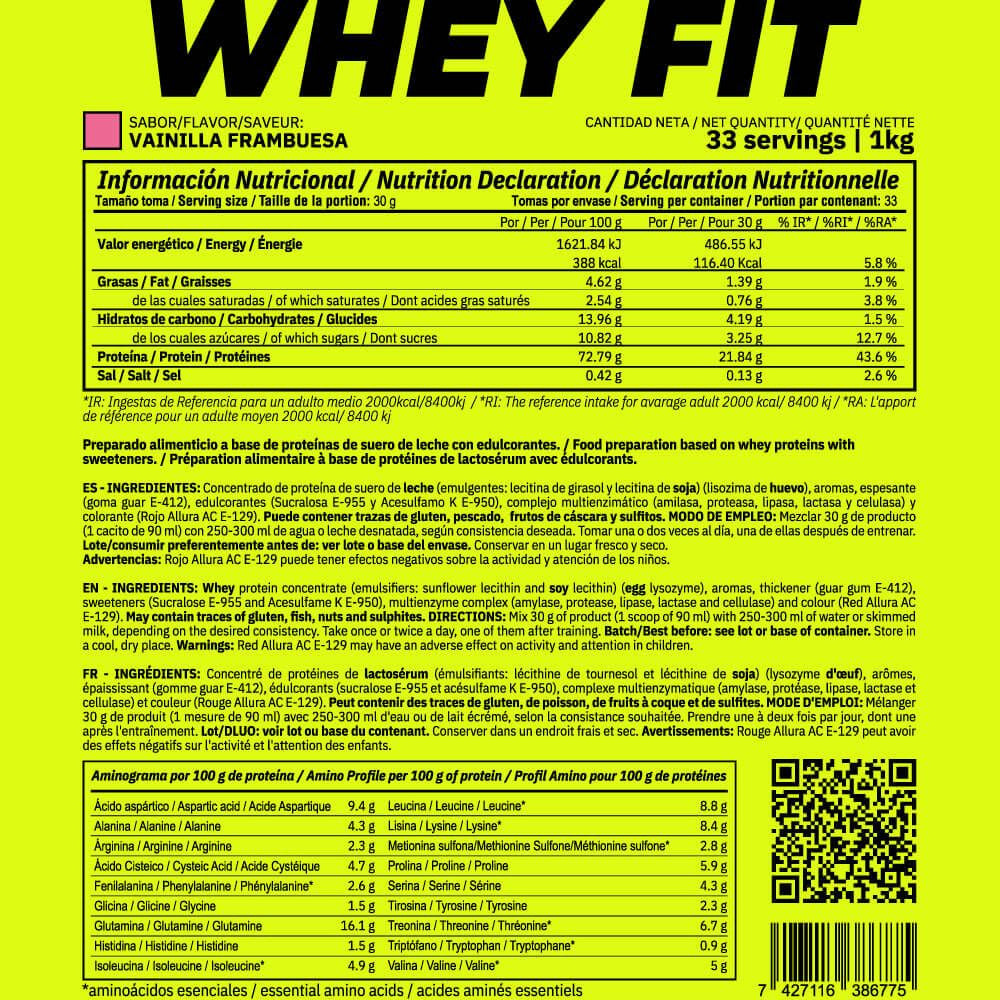 Whey Fit - 1kg - Vainilla Frambuesa - Aumenta La Masa Muscular - Masmusculo_5