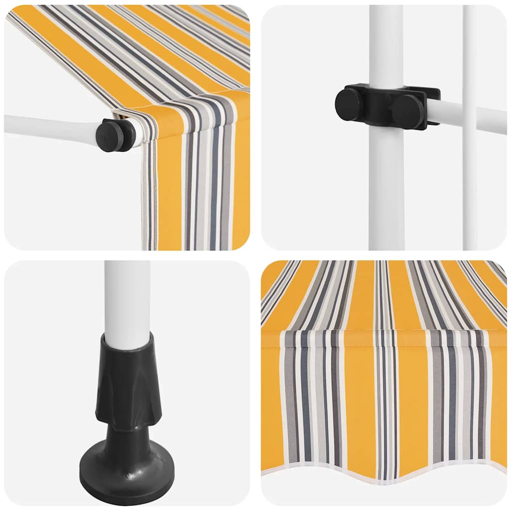 Toldo Manual Retráctil Amarillo Y Azul A Rayas 100 Cm_5