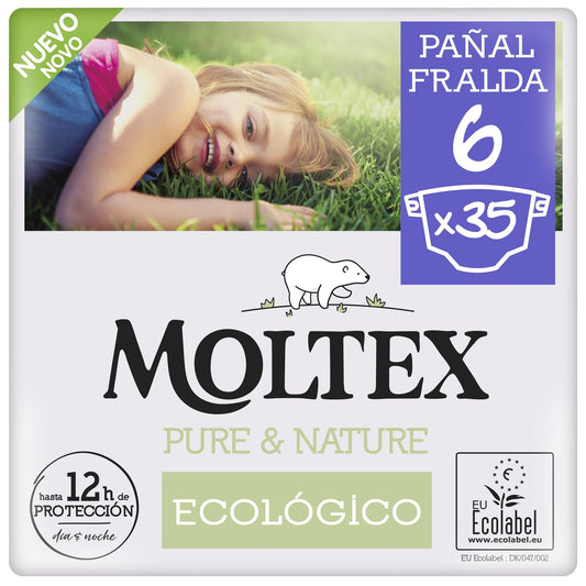 Pañales Moltex Pure & Nature T6 (17-28 kg), 35 Uds