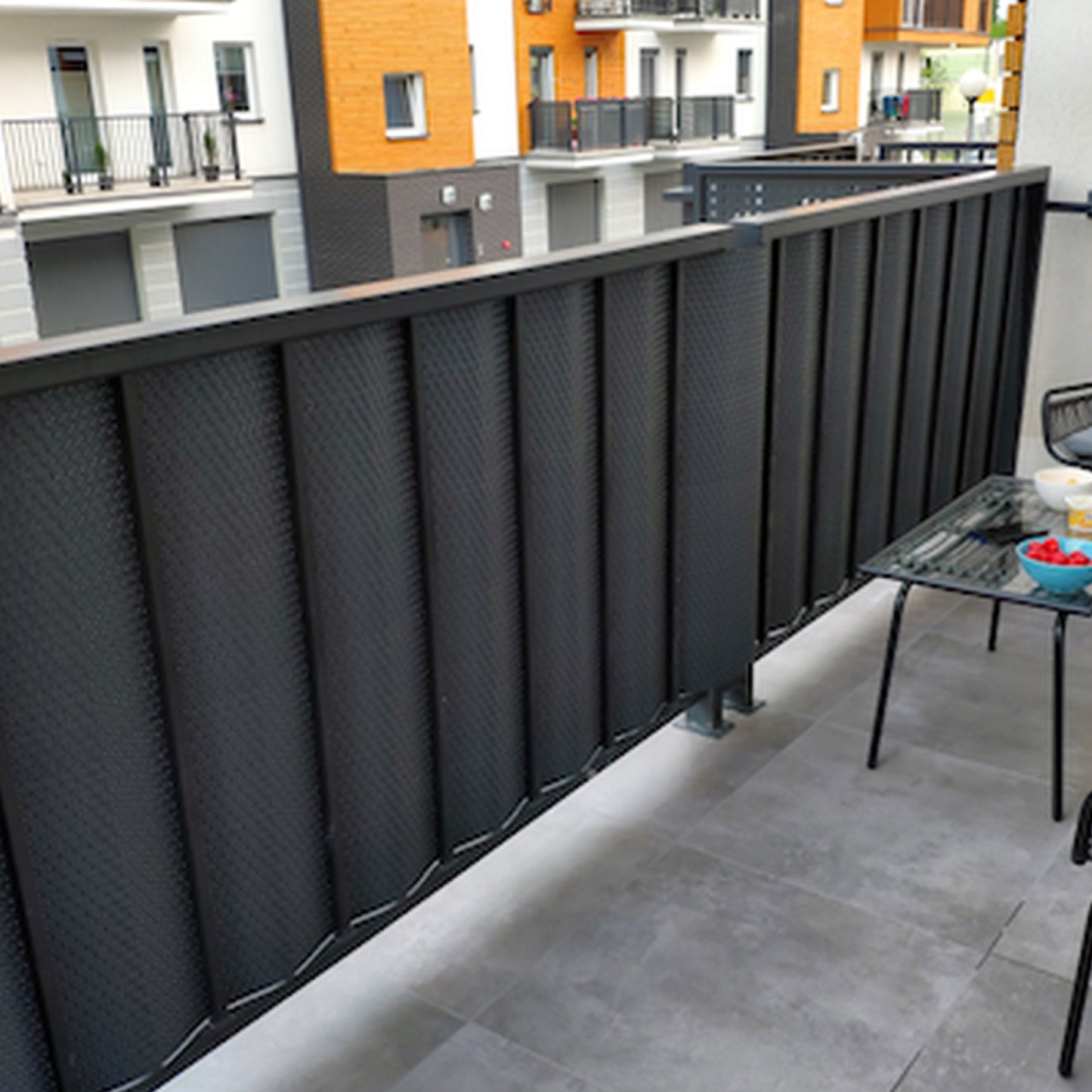 Banda De Ocultación De Polirattán Para Balcón Antracita.