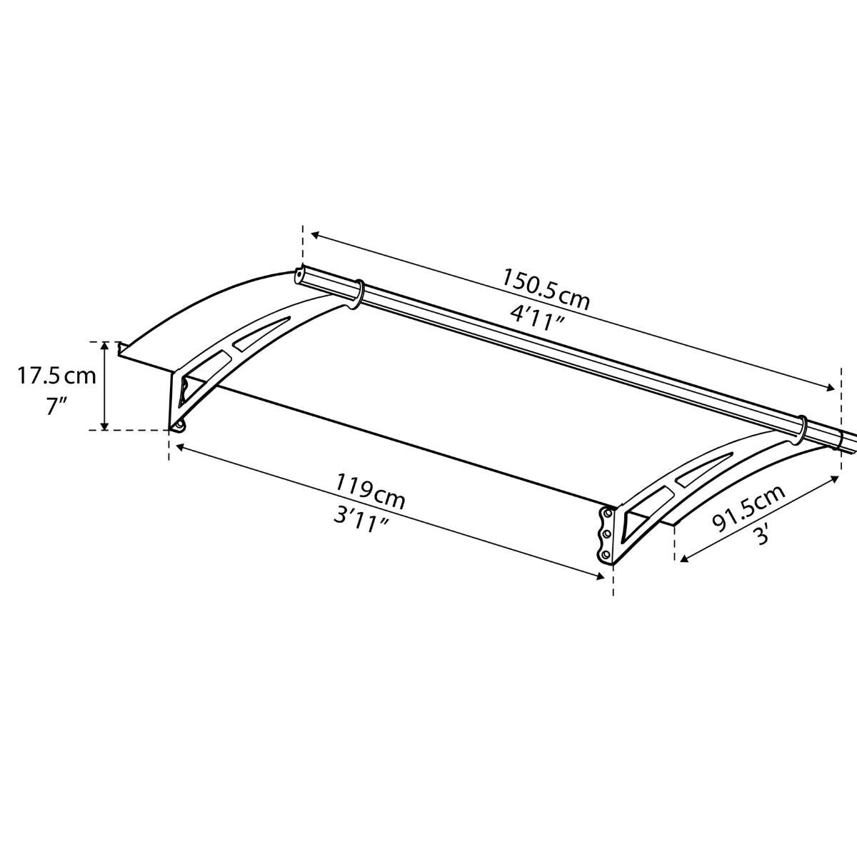 Marquesina para puerta Aquila 150x91 cm