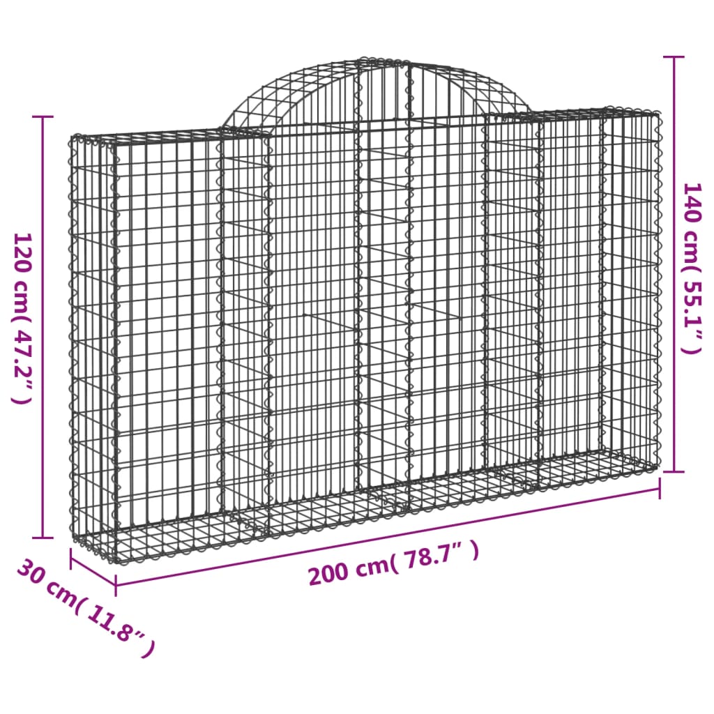 Cestas Gaviones 13 Uds Forma De Arco Hierro 200x30x120/140 Cm_5