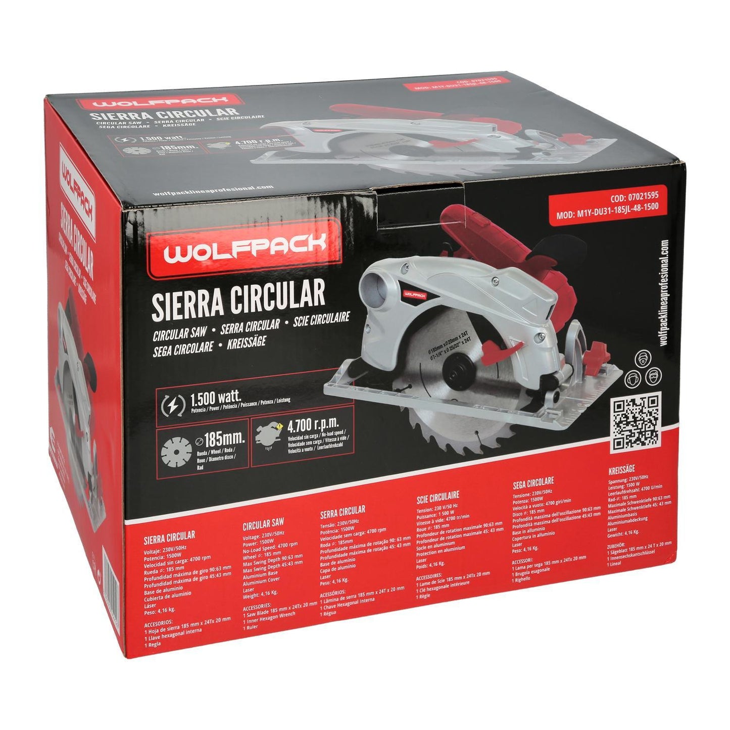 Sierra Circular 1300 Watt. Con Laser Disco 185 Mm. 4.700 Rpm Corte Inglete Regulador De Profundidad. Ingletadora, Sierra Madera