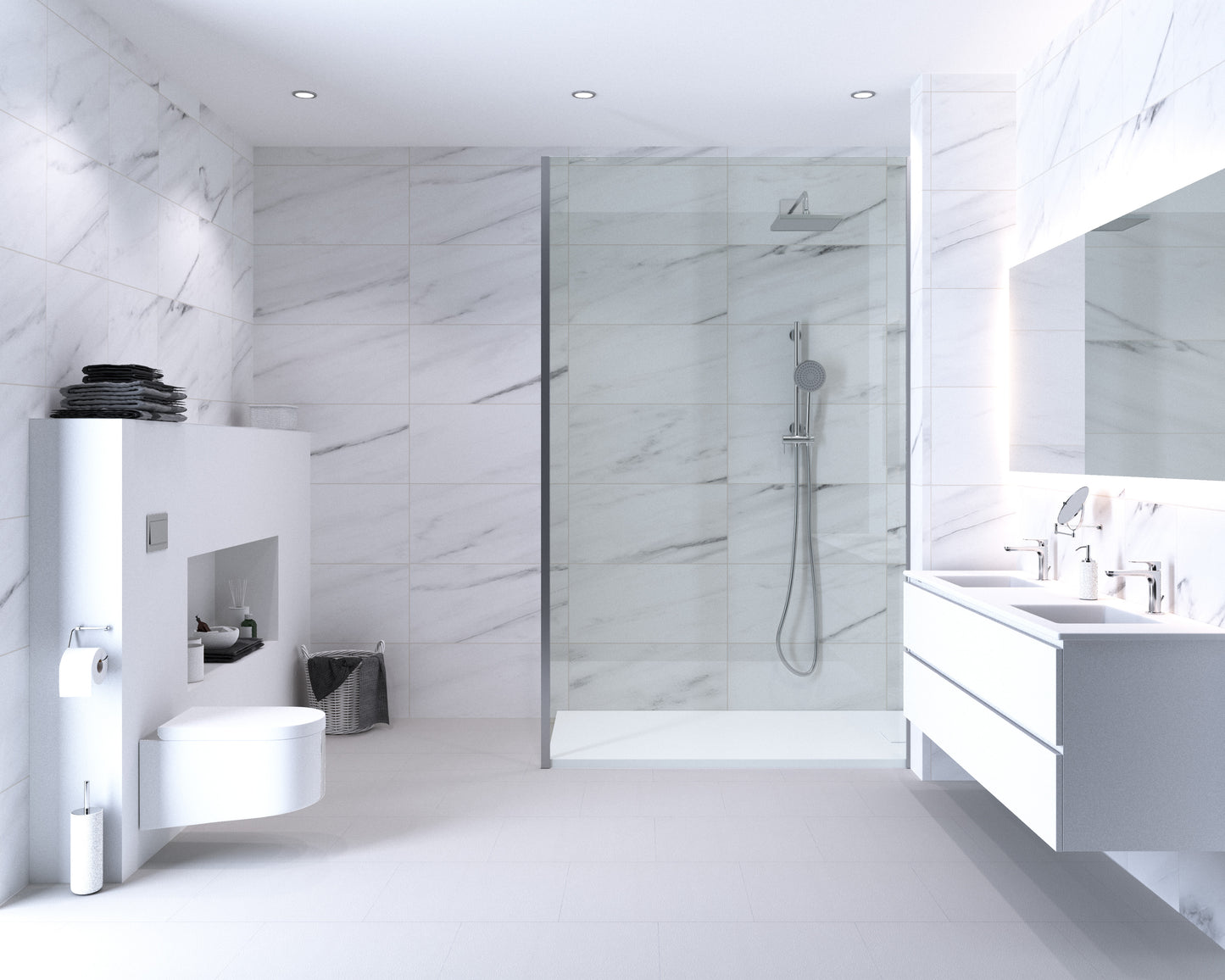 Aqua-step- All In One - Paneles De Pared A Prueba De Agua Y Panel De Sueloe  - Marmo Carrdesdea - 6 Paneles (2,34m²)