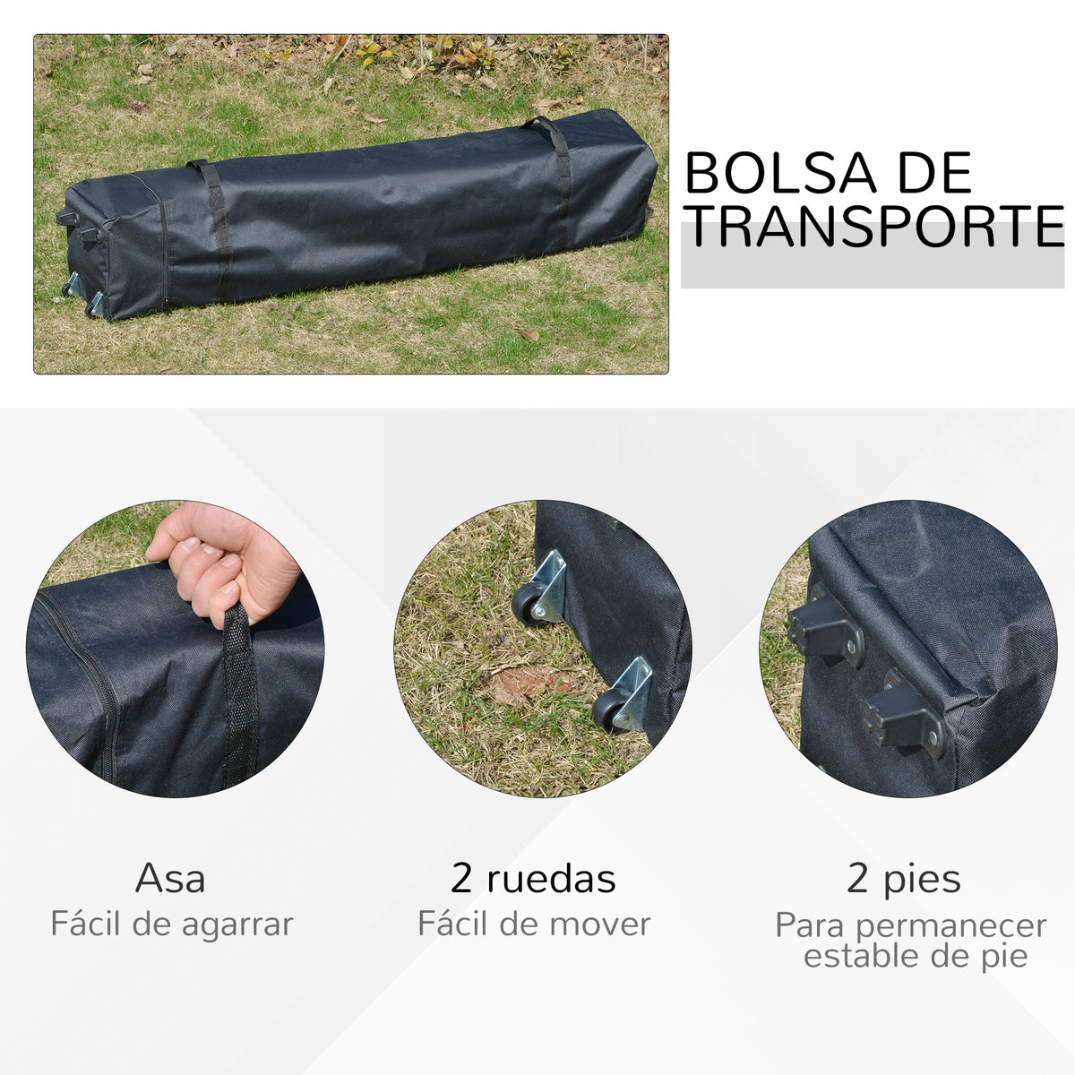 Cenador Plegable Outsunny Blanco 300x300x250 Cm Acero Tela Oxford_5