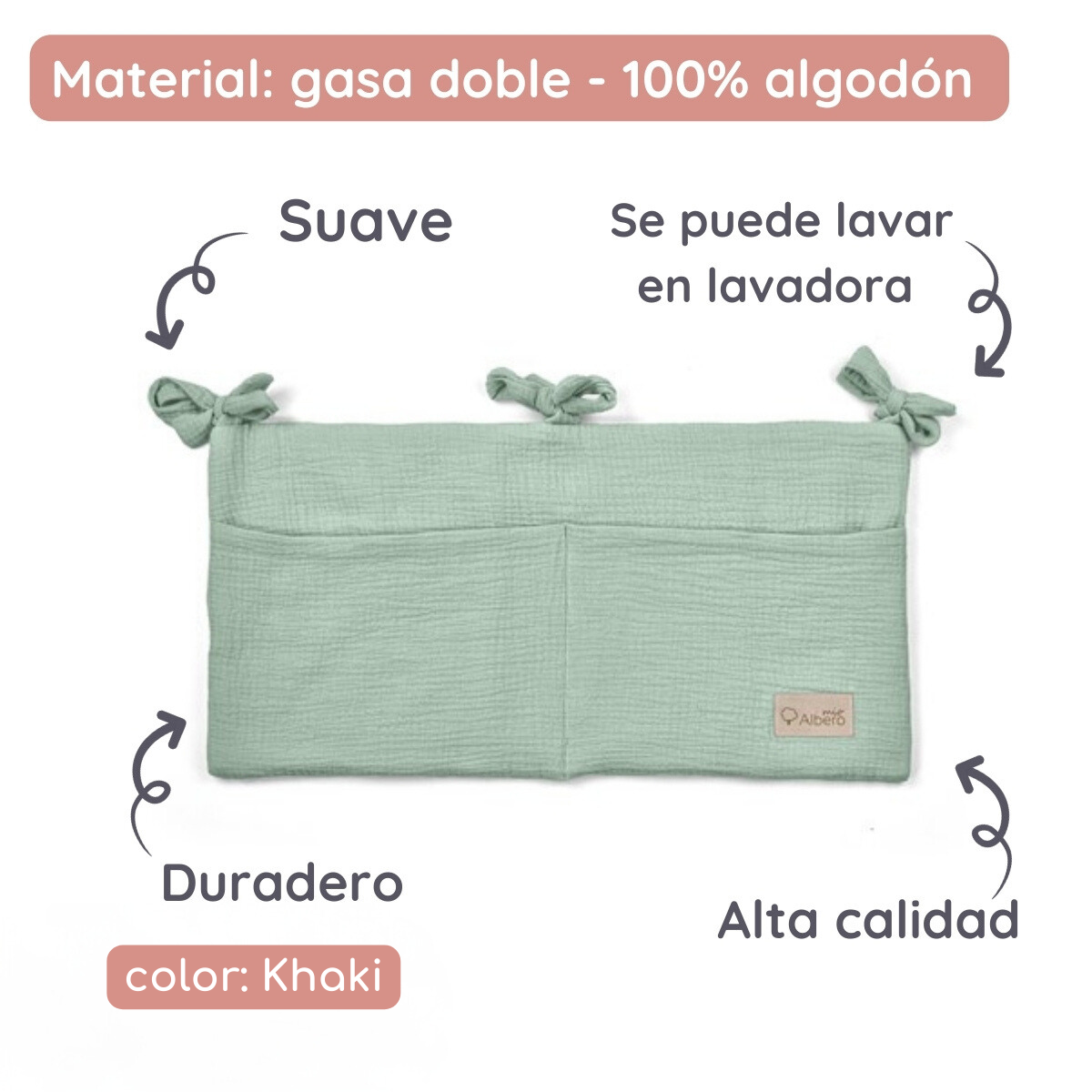 Cotton Color Organizador De Cuna Con Compartimentos Muselina_3