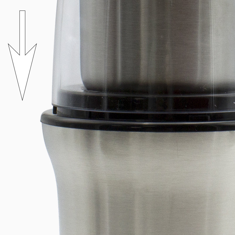 Molinillo Café Eléctrico, Picador Multiusos, Doble Cuchilla Corte Y 2 Vasos En Acero Inox, Función Pulso Mpm Mmk-06m, Plata, 200w