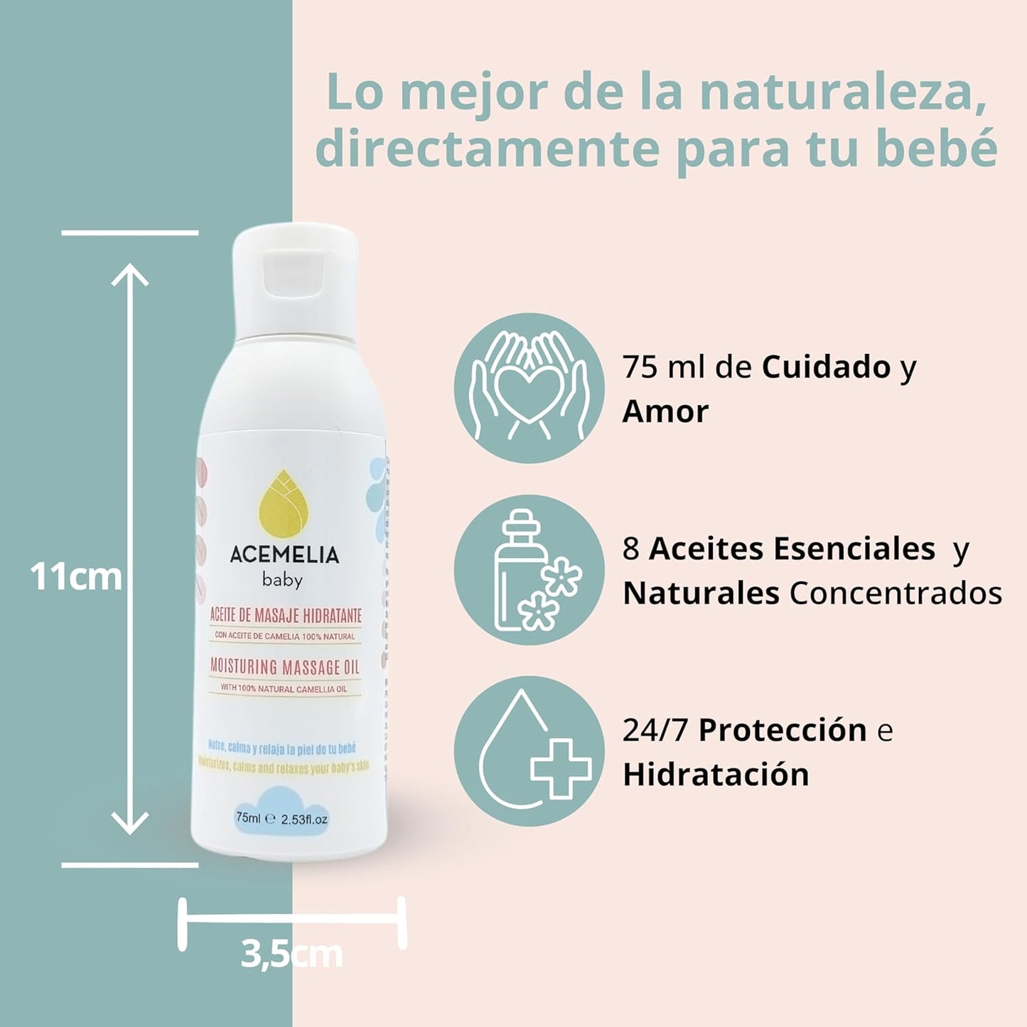 Aceite De Masaje Hidratante Para Bebés: barriguita y culito (zona pañal)