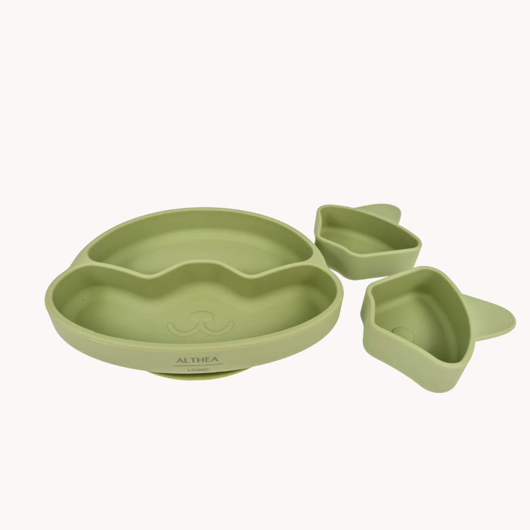 Plato Con Divisiones Extraíbles Y Forma De Perrito - Verde Oliva.