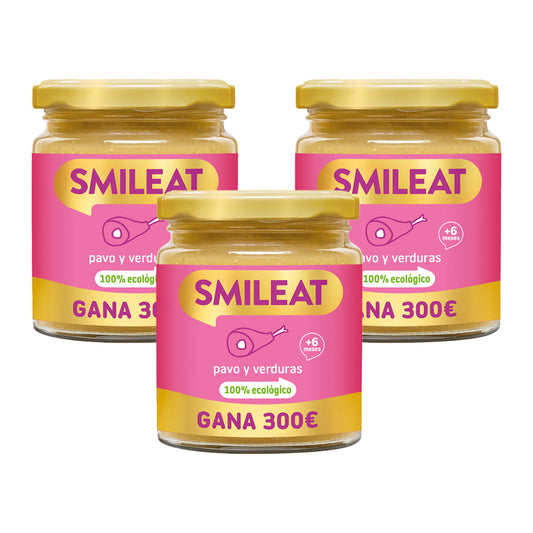 PROMO 3x Tarrito BIO pavo y verduras +6 meses Smileat 230g