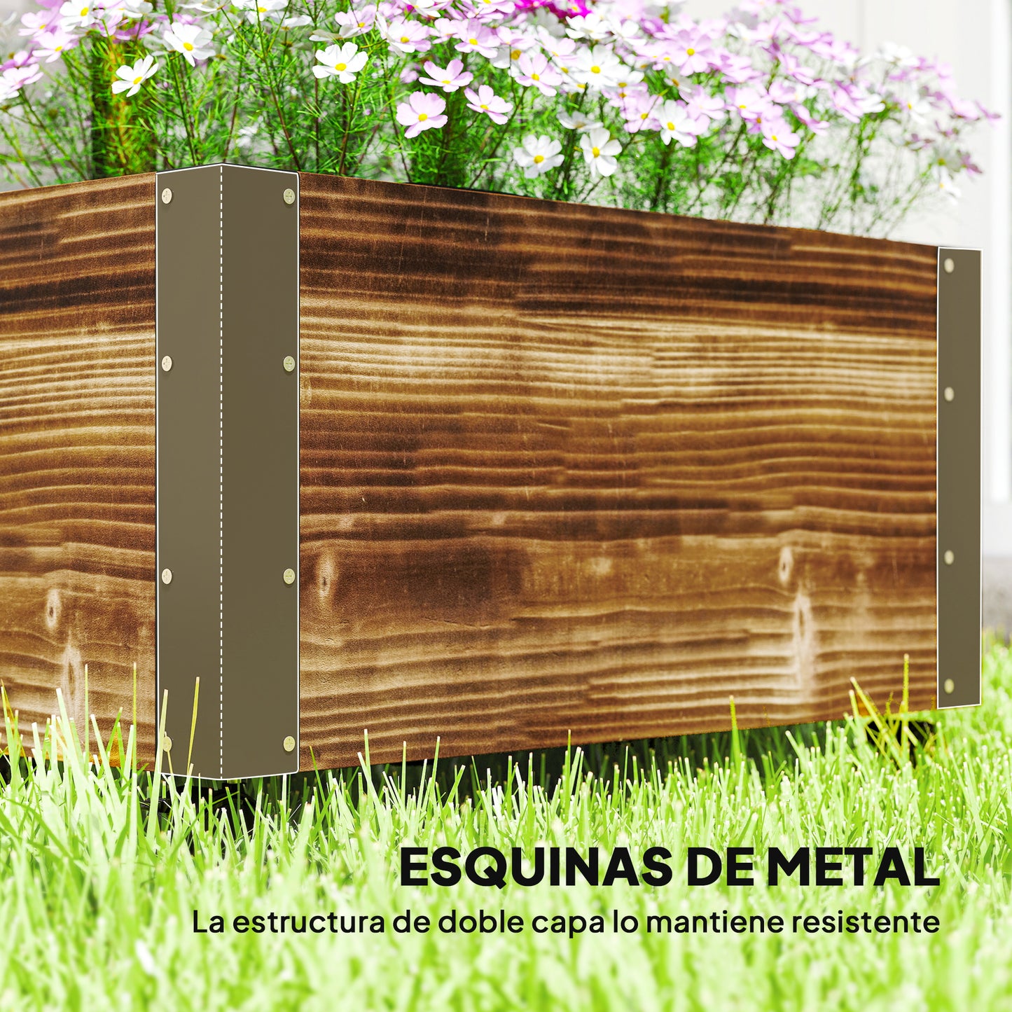 Outsunny Jardinera Con Ruedas Y Celosía 65x31x147 Cm Carbonizado_5