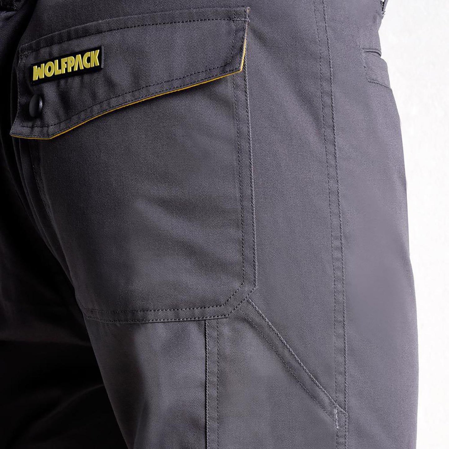 Pantalones Largos Detrabajo, Multibolsillos, Resistentes, Rodilla Reforzada, Gris/amarillo Talla 42/44 M_3