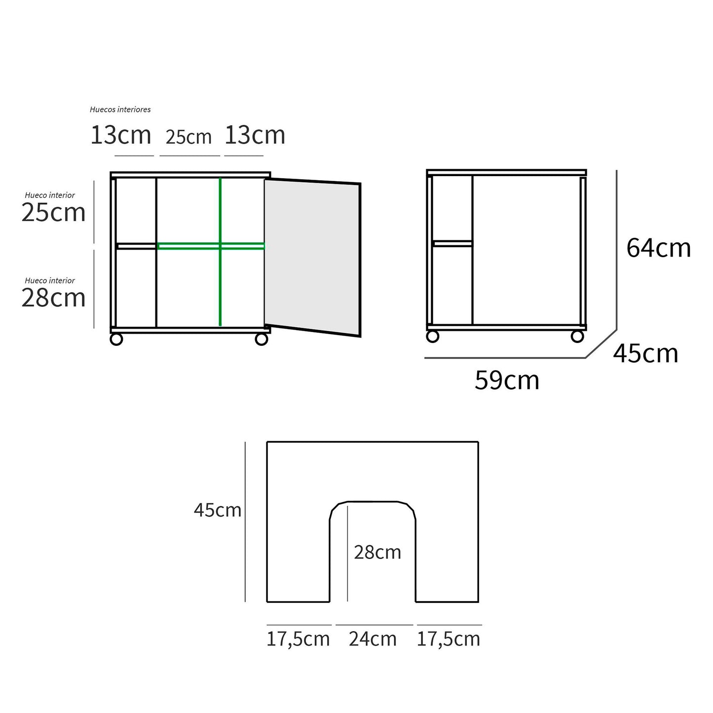 Mueble Baño Bajo Lavabo Pie Armario Auxiliar Para Lavabos Con /sin Pedestal 64x59x45 Almacenaje, Briebe, Esencia, Blanco