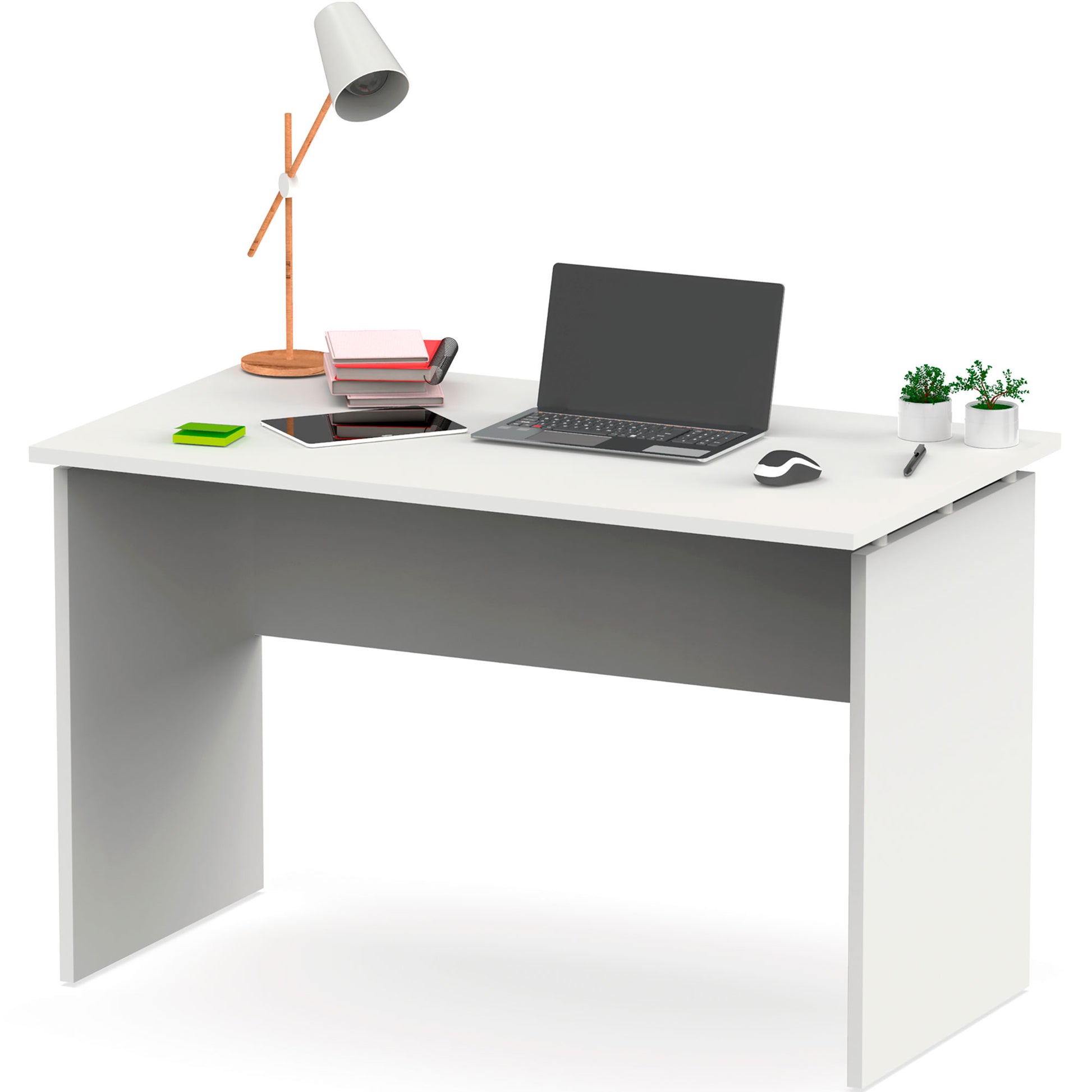 Escritorio, Mesa De Ordenador Oficina, Estudio 76 X 120 X 68 Cm, Despacho, Habitación, Desk, Briebe, Zenith, Blanco