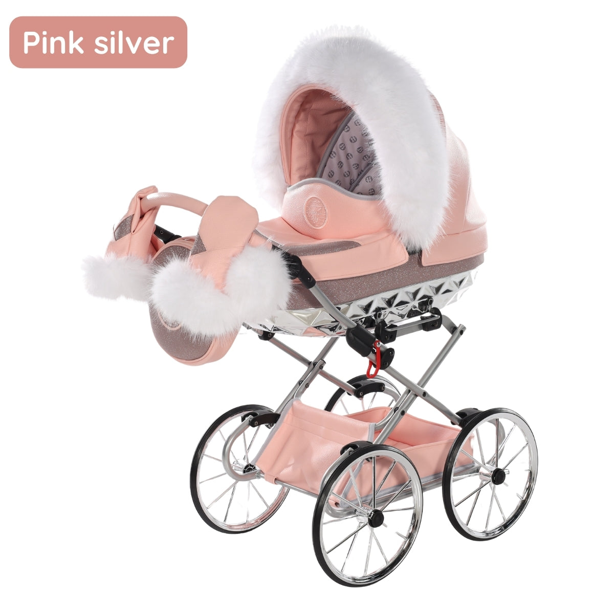 Carro De Muñecas Hand Craft Glitter Satin Classic Pink / Silver