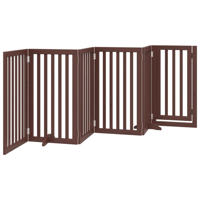 Vidaxl Puerta Para Perros Plegable 6 Paneles Madera Álamo Marrón 300cm_5