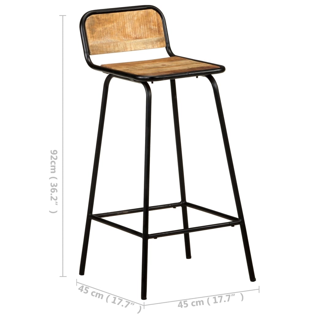 Taburetes De Cocina 4 Unidades Madera Maciza De Mango_5
