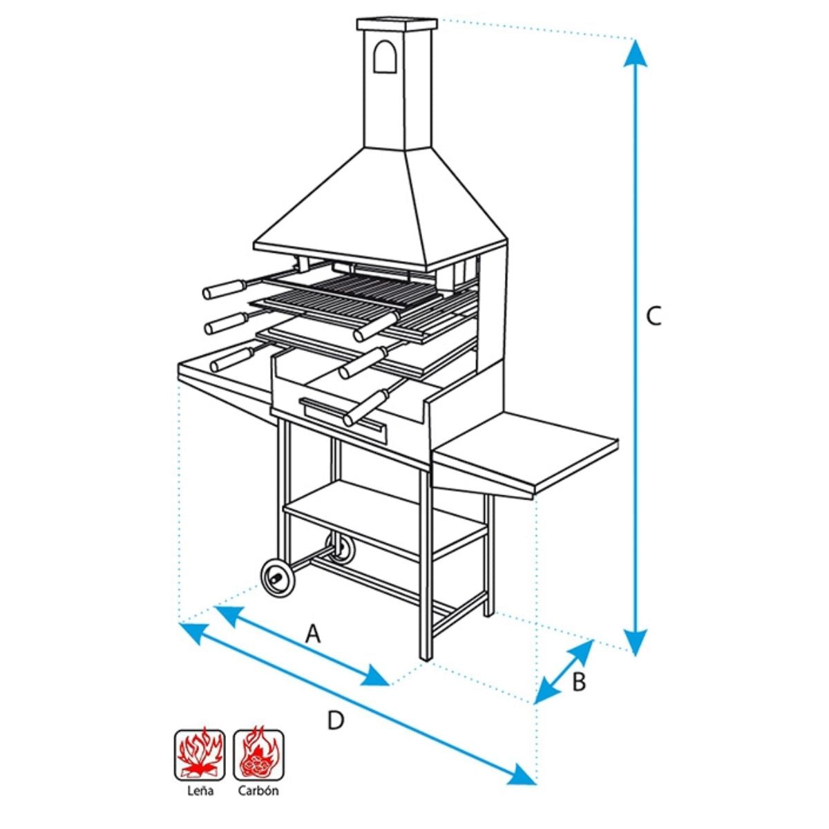 Barbacoa Chimenea completa con bandejas metálicas Imex el Zorro 72 x 40 x 204 cm