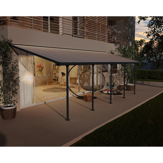 Pérgola adosada Feria 300x851 cm gris