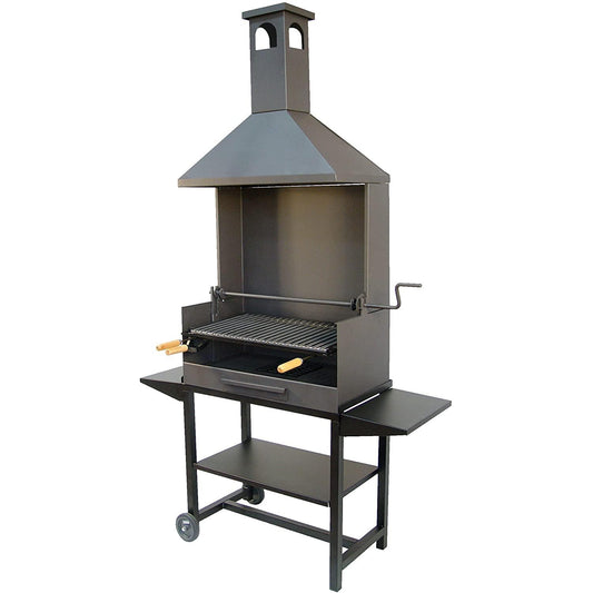 Barbacoa Chimemena con parrilla inox elevable y bandejas metálicas Imex el Zorro 72 x 40 x 217 cm