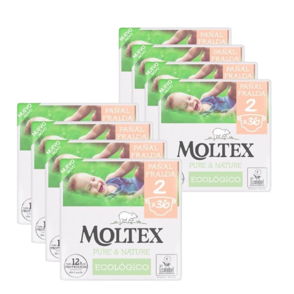 Pack Ahorro Pañales  T2 (3-6 kg) Moltex Pure & Nature, 288 Uds