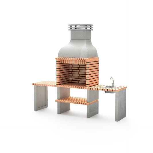 Barbacoa Altea con doble bancada y fregadero Derecha Movelar Sin brasero