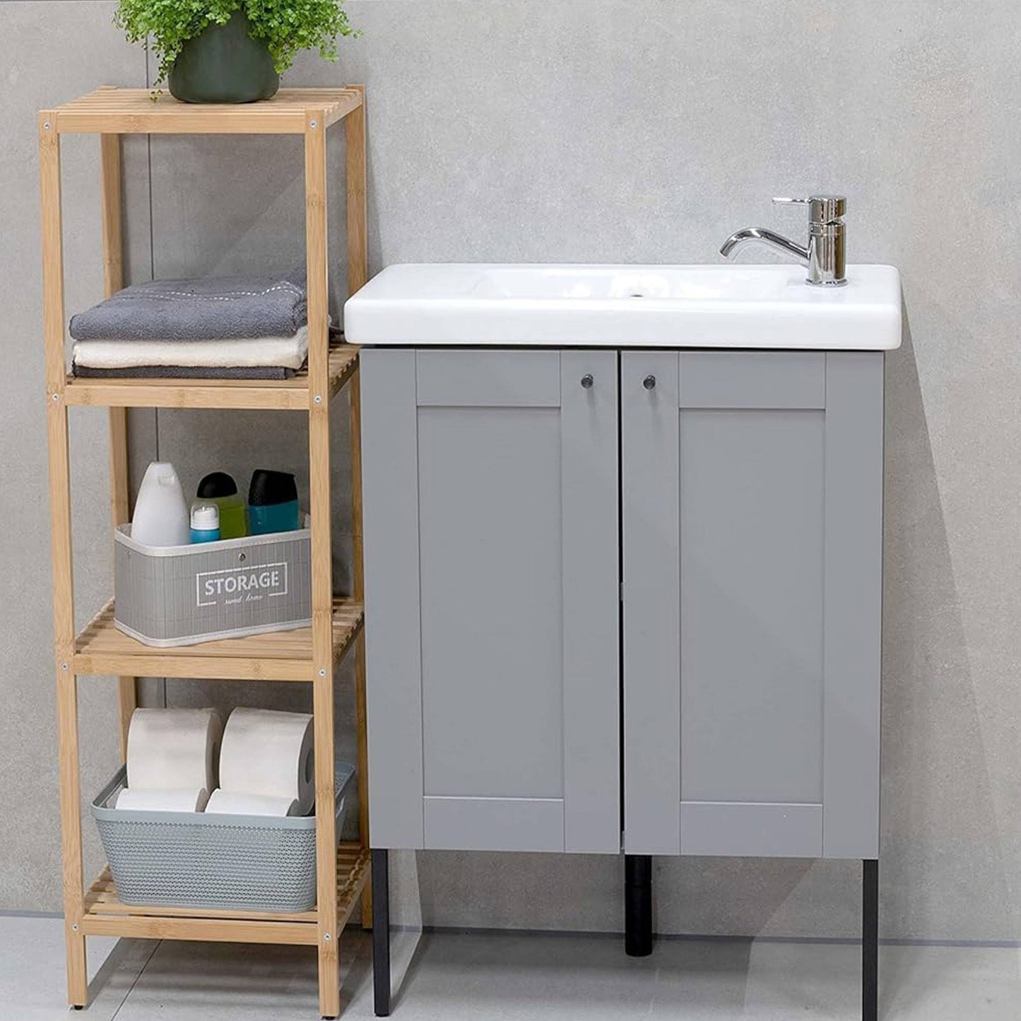 Well Home Estantería De Almacenamiento En Bambú Con 4 Nivles H.110cm