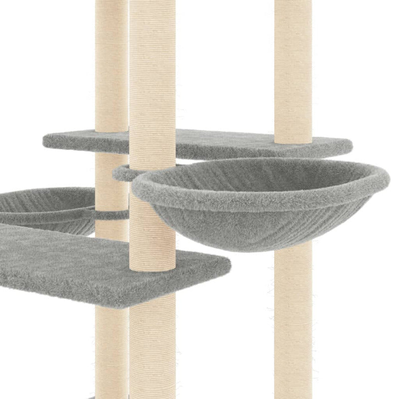 Vidaxl Rascador Para Gatos Con Postes De Sisal Gris Claro 133 Cm_5