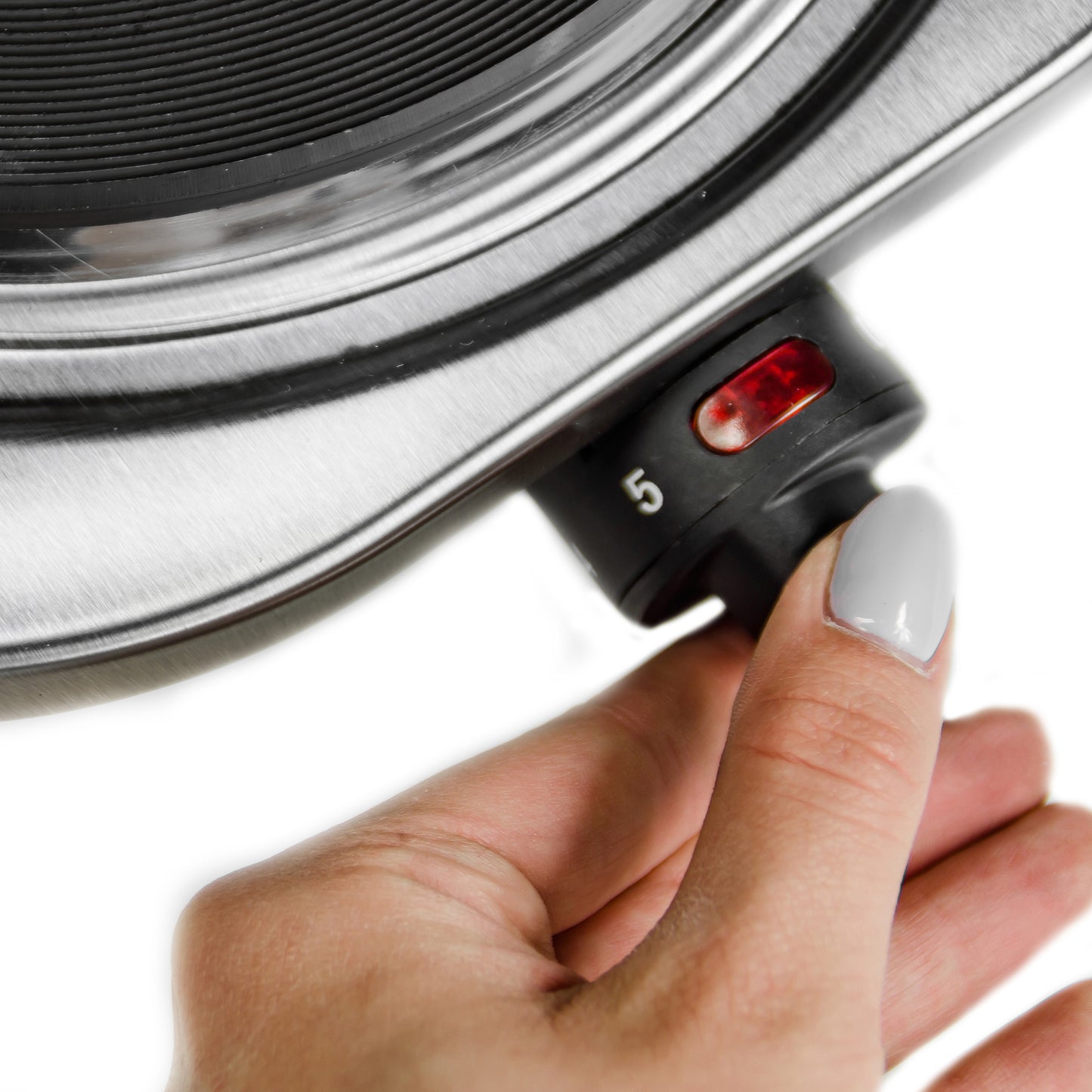 Hornillo Eléctrico, Zona Cocinado 18,5 Cm, Termostato Regulación Continua, Ideal Viaje, Camping Camry Cr6510 Plata