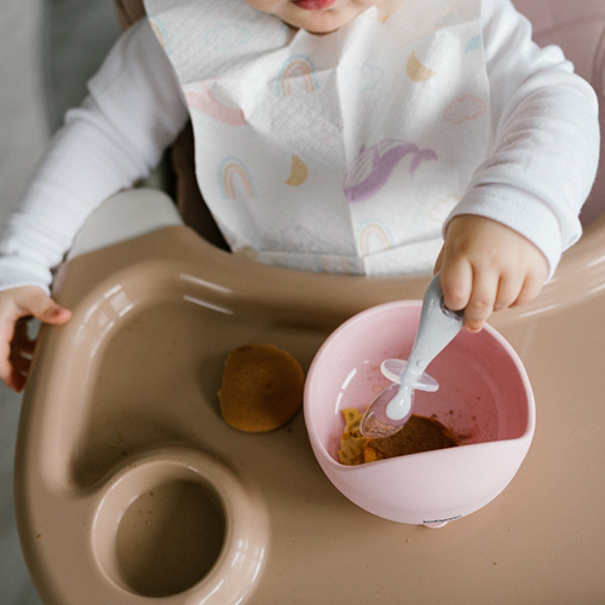 Set 2 Cucharas De Silicona De Seguridad Rosa-lila